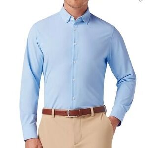 Mizzen + Main Mens XXL Trim Leeward Performance Dress‎ Shirt Light Blue Stratton